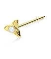 Stone Placed Leaves Silver Straight Nose Stud NSKA-671